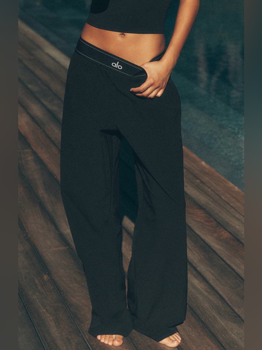 ALO Yoga Black Wide Leg Pants Tall